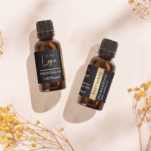 Schwarz & Gold-Logo Essenzielle Ölflasche Wasserdi Etiketten