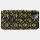 Schwarz-Gold-Look-Damast Case-Mate iPhone Hülle (Rückseite (Horizontal))