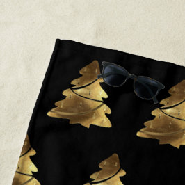 Schwarz-Gold-Look Weihnachtsbaum-Muster Elegant Strandtuch
