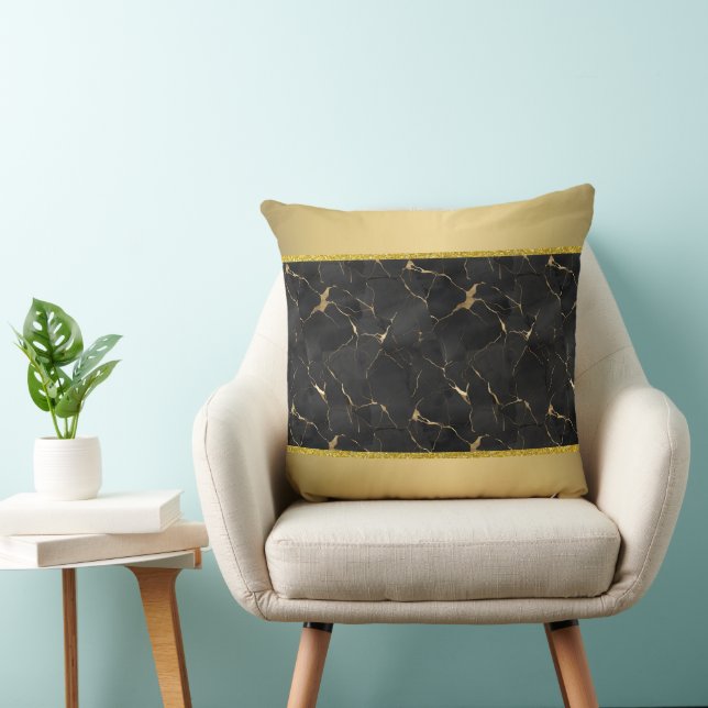Schwarz & Gold Luxus Kissen (Stuhl )