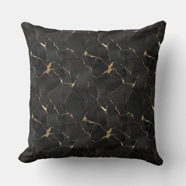 Schwarz & Gold Luxus Kissen (Vorderseite)