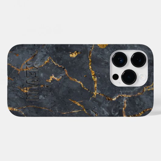 Schwarz-Gold-Luxus-Marmorstruktur Case-Mate iPhone Hülle (Rückseite (Horizontal))