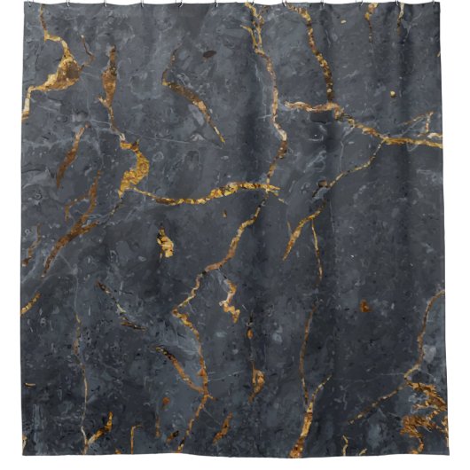 Schwarz-Gold-Luxus-Marmorstruktur Duschvorhang (Vorderseite)