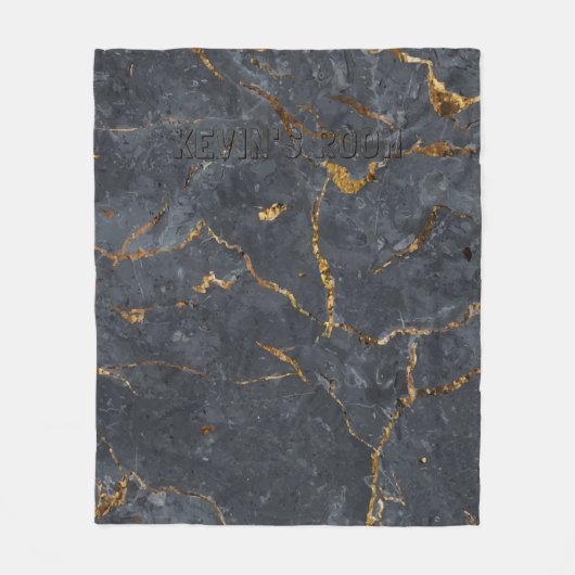 Schwarz-Gold-Luxus-Marmorstruktur Fleecedecke (Vorderseite)