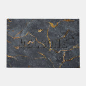 Schwarz-Gold-Luxus-Marmorstruktur Fußmatte (Vorderseite)