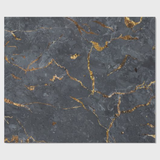 Schwarz-Gold-Luxus-Marmorstruktur Geschenkpapier (Flach)