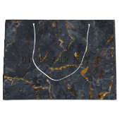 Schwarz-Gold-Luxus-Marmorstruktur Große Geschenktüte (Vorderseite)