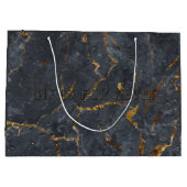 Schwarz-Gold-Luxus-Marmorstruktur Große Geschenktüte (Rückseite)