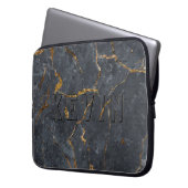 Schwarz-Gold-Luxus-Marmorstruktur Laptopschutzhülle (Vorderseite Links)