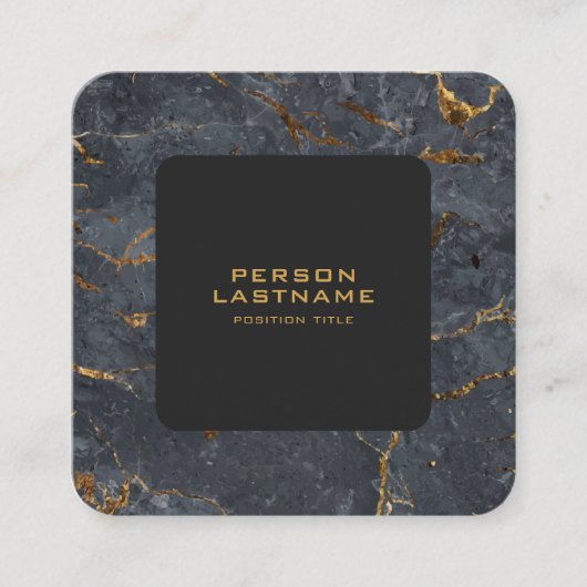 Schwarz-Gold-Luxus-Marmorstruktur Quadratische Visitenkarte (Vorderseite)