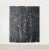 Schwarz-Gold-Luxus-Marmorstruktur Wandteppich (Vorderseite)