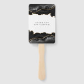 Schwarz-Gold-Marmor Agate Moderne Elegante Hochzei Fächer (Rückseite)