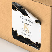 Schwarz-Gold-Marmor Agate Moderne Elegante Hochzei Quadratischer Aufkleber