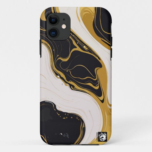 Schwarz-Gold-Marmor Case-Mate iPhone Hülle (Rückseite)