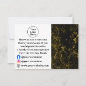 Schwarz-Gold-Marmor Dankeskarte (Rückseite)