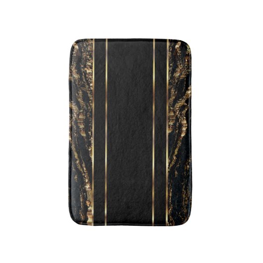Schwarz-Gold-Marmor-Design Badematte (Vorderseite Vertikal)