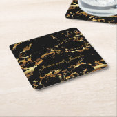 Schwarz-Gold-Marmor-Design Rechteckiger Pappuntersetzer (angewinkelt)
