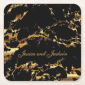 Schwarz-Gold-Marmor-Design Rechteckiger Pappuntersetzer (Vorderseite)