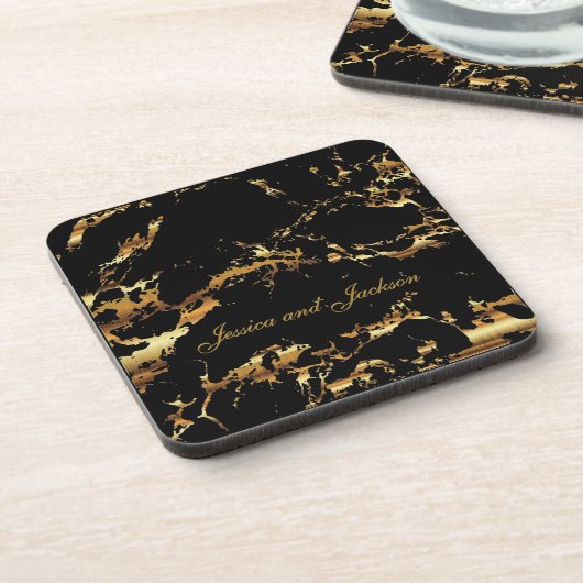 Schwarz-Gold-Marmor-Design Untersetzer (Linke Seite)