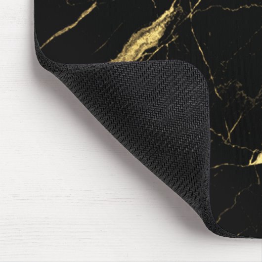 Schwarz-Gold-Marmor-Designer Mousepad (Ecke)