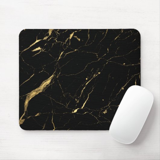 Schwarz-Gold-Marmor-Designer Mousepad (Mit Mouse)