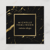 Schwarz-Gold-Marmor-Designer Quadratische Visitenkarte (Vorderseite)