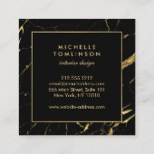 Schwarz-Gold-Marmor-Designer Quadratische Visitenkarte (Rückseite)