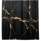 Schwarz-Gold-Marmor Duschvorhang (Vorderseite)