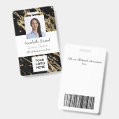 Schwarz-Gold-Marmor, einfach beruflich Ausweis (Vorder- & Rückseite)