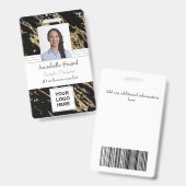 Schwarz-Gold-Marmor, einfach beruflich Ausweis (Vorder- & Rückseite)