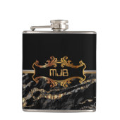 Schwarz-Gold-Marmor Flachmann (Vorderseite)