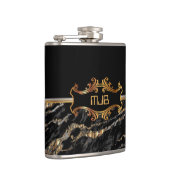 Schwarz-Gold-Marmor Flachmann (Rechts)