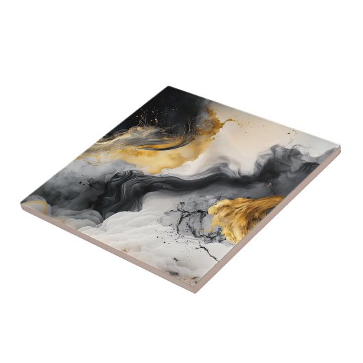 Schwarz-Gold-Marmor Fliese (Seite)