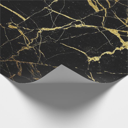 Schwarz-Gold-Marmor Geschenkpapier (Ecke)