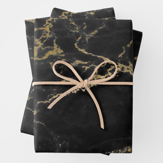 Schwarz-Gold-Marmor Geschenkpapier Set (Beispiel)