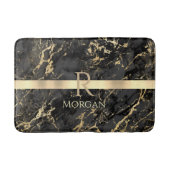 Schwarz-Gold-Marmor, Gold-Bar, DIY-Name und Monogr Badematte (Vorderseite)