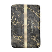 Schwarz-Gold-Marmor, Gold-Bar, DIY-Name und Monogr Badematte (Vorderseite Vertikal)