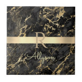 Schwarz-Gold-Marmor, Gold-Bar, DIY-Name und Monogr Fliese (Vorderseite)