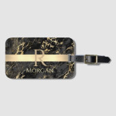 Schwarz-Gold-Marmor, Gold-Bar, DIY-Name und Monogr Gepäckanhänger (Vorderseite (Horizontal))