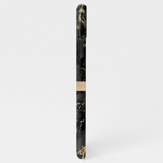 Schwarz-Gold-Marmor, Gold-Bar, DIY-Name und Monogr iPhone Hülle (Rechte Seite)