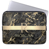Schwarz-Gold-Marmor, Gold-Bar, DIY-Name und Monogr Laptopschutzhülle (Vorderseite)