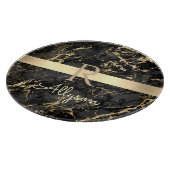 Schwarz-Gold-Marmor, Gold-Bar, DIY-Name und Monogr Schneidebrett (Ecke)