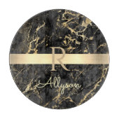 Schwarz-Gold-Marmor, Gold-Bar, DIY-Name und Monogr Schneidebrett (Vorderseite)