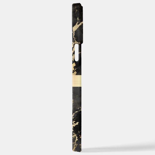 Schwarz-Gold-Marmor, Gold-Bar, Monogramm für Weißn iPhone Hülle (Rechte Seite)