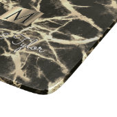 Schwarz-Gold-Marmor, Gold-Box, Name und Monogramm Schneidebrett (Ecke)