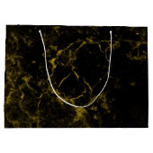 Schwarz-Gold-Marmor Große Geschenktüte (Rückseite)