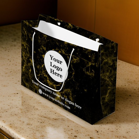 Schwarz-Gold-Marmor Große Geschenktüte