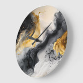 Schwarz-Gold-Marmor Große Wanduhr (Winkel)