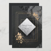 Schwarz-Gold-Marmor-Hochzeit Einladung (Vorne/Hinten)