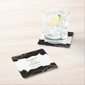 Schwarz-Gold-Marmor-Hochzeit Rechteckiger Pappuntersetzer (Vor Ort)